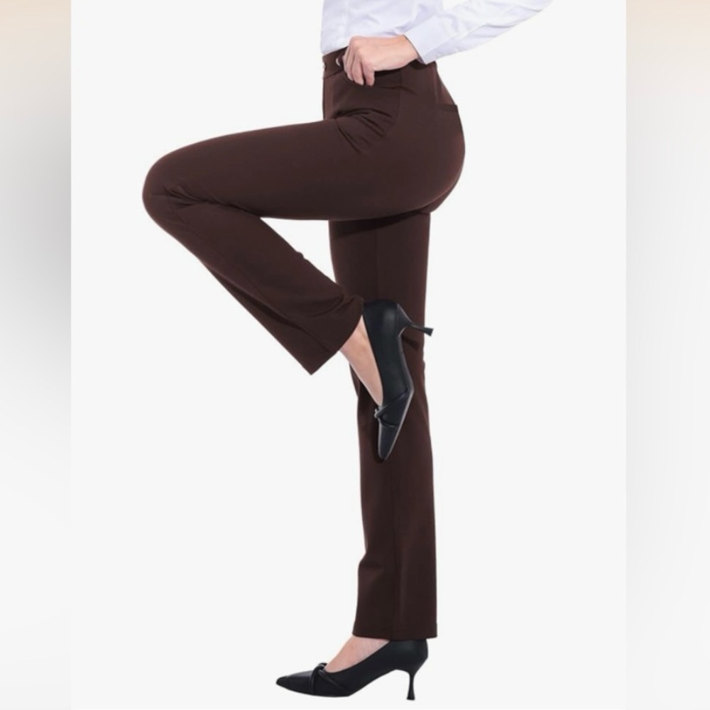 ZTN Stretchy Dress Pants Trousers Womens S Brown Straight Slacks Business Office - Picture 3 of 16